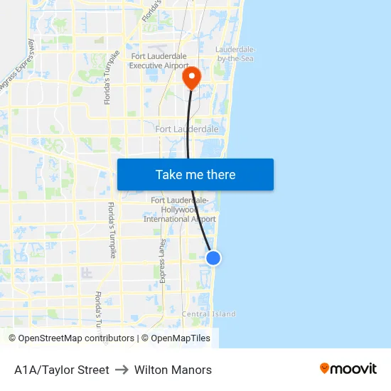 A1A/Taylor Street to Wilton Manors map