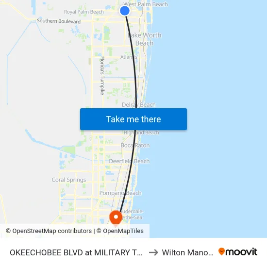OKEECHOBEE BLVD at MILITARY TRL to Wilton Manors map