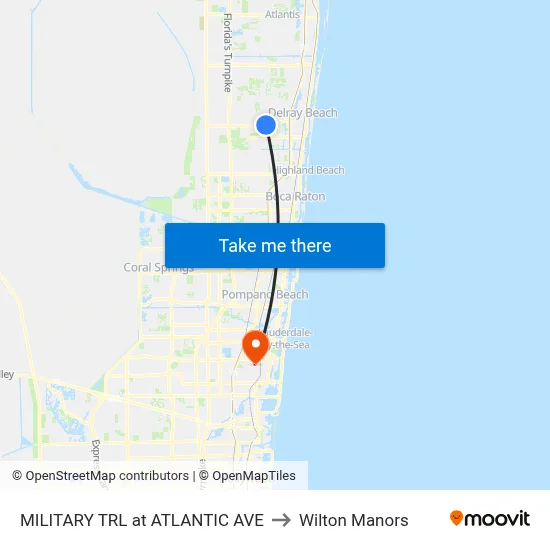 MILITARY TRL at  ATLANTIC AVE to Wilton Manors map