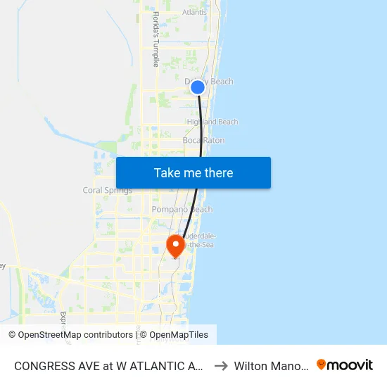 CONGRESS AVE at  W ATLANTIC AVE to Wilton Manors map