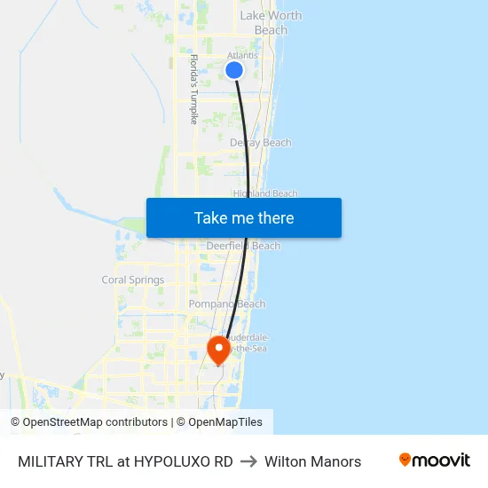 MILITARY TRL at HYPOLUXO RD to Wilton Manors map