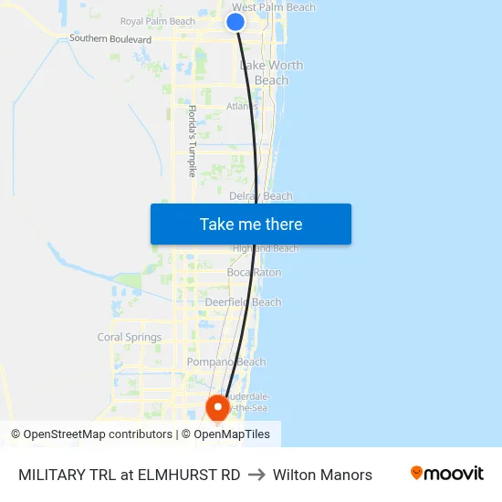 MILITARY TRL at  ELMHURST RD to Wilton Manors map