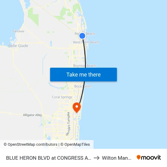 BLUE HERON  BLVD at CONGRESS AVE to Wilton Manors map