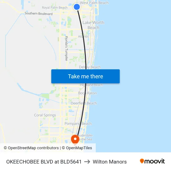 OKEECHOBEE BLVD at BLD5641 to Wilton Manors map