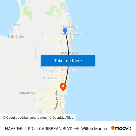 HAVERHILL RD at CARIBBEAN BLVD to Wilton Manors map