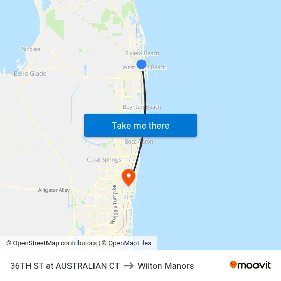 36TH ST at AUSTRALIAN CT to Wilton Manors map