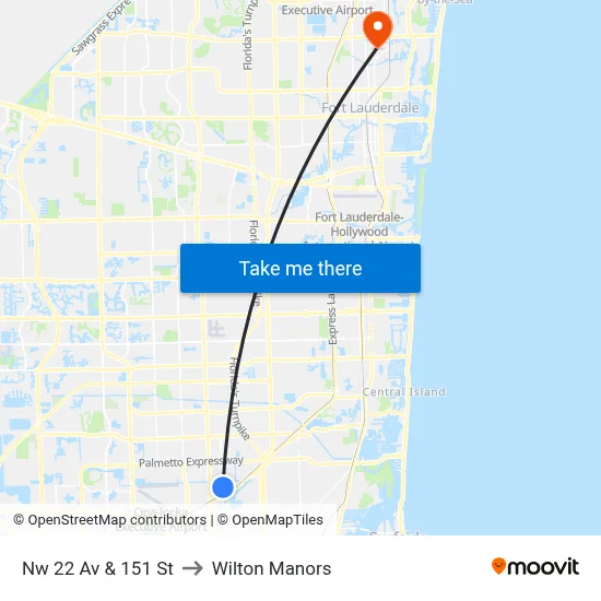 Nw 22 Av & 151 St to Wilton Manors map