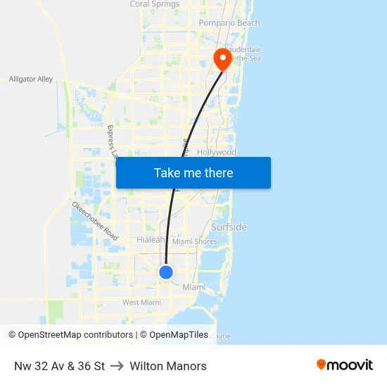 Nw 32 Av & 36 St to Wilton Manors map