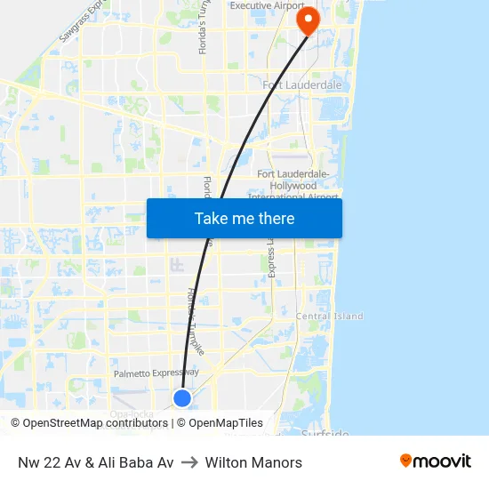 Nw 22 Av & Ali Baba Av to Wilton Manors map