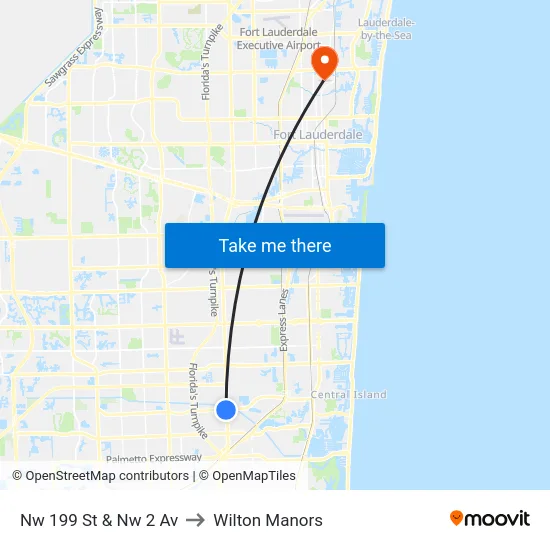 Nw 199 St & Nw 2 Av to Wilton Manors map