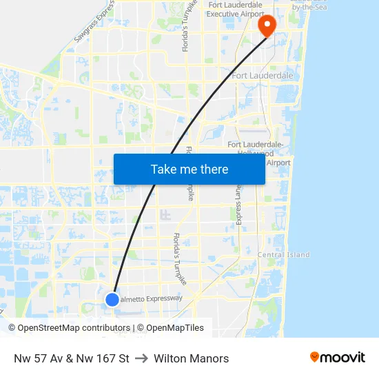 Nw 57 Av & Nw 167 St to Wilton Manors map