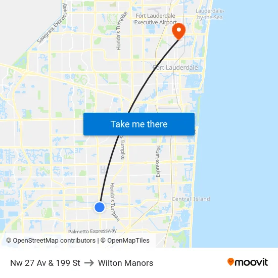 Nw 27 Av & 199 St to Wilton Manors map