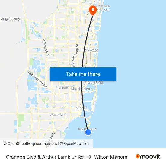 Crandon Blvd & Arthur Lamb Jr Rd to Wilton Manors map