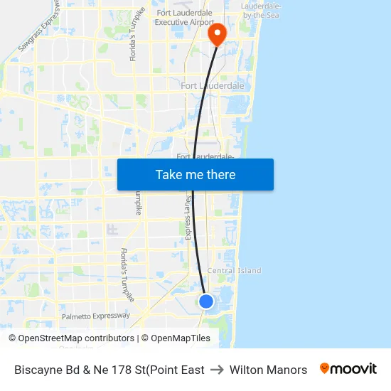 Biscayne Bd & Ne 178 St(Point East to Wilton Manors map