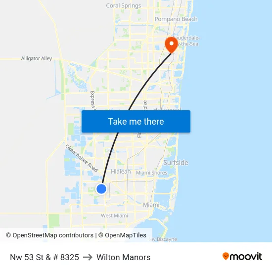 Nw 53 St & # 8325 to Wilton Manors map