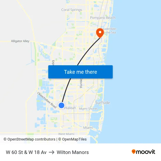 W 60 St & W 18 Av to Wilton Manors map