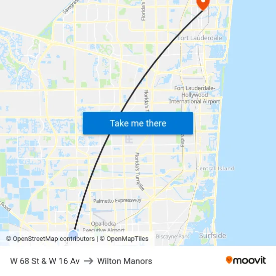 W 68 St & W 16 Av to Wilton Manors map