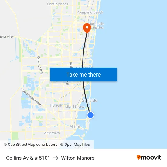 Collins Av & # 5101 to Wilton Manors map