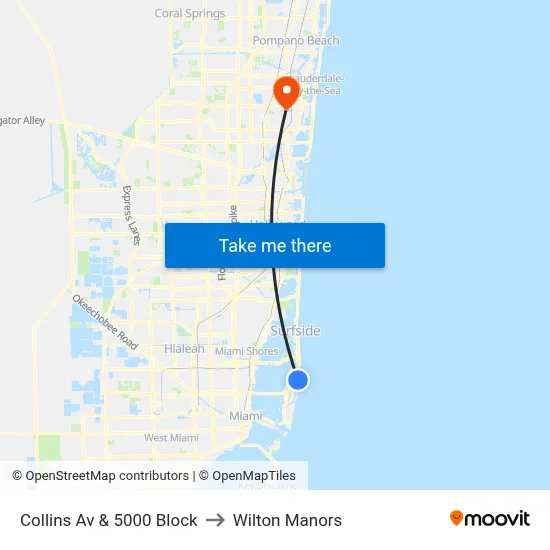 Collins Av & 5000 Block to Wilton Manors map