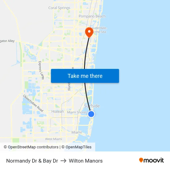 Normandy Dr & Bay Dr to Wilton Manors map
