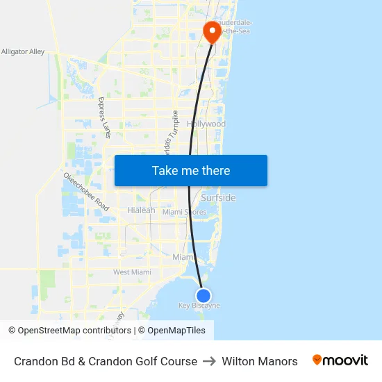 Crandon Bd & Crandon Golf Course to Wilton Manors map