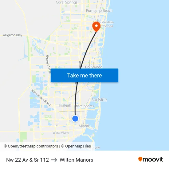 Nw 22 Av & Sr 112 to Wilton Manors map