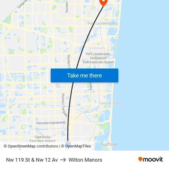 Nw 119 St & Nw 12 Av to Wilton Manors map