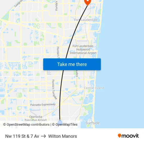 Nw 119 St & 7 Av to Wilton Manors map