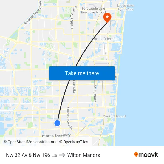 Nw 32 Av & Nw 196 La to Wilton Manors map