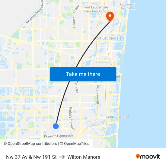 Nw 37 Av & Nw 191 St to Wilton Manors map