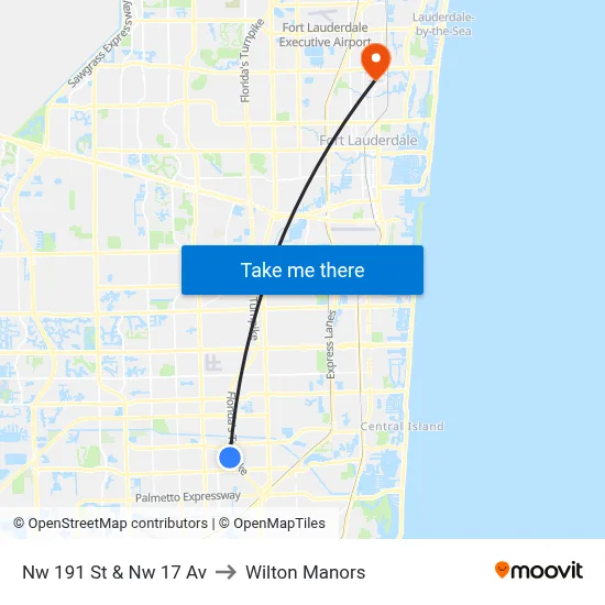 Nw 191 St & Nw 17 Av to Wilton Manors map