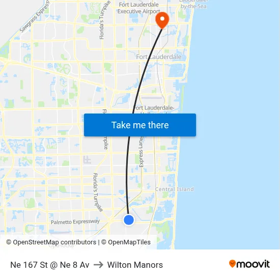 Ne 167 St @ Ne 8 Av to Wilton Manors map
