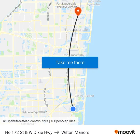 Ne 172 St & W Dixie Hwy to Wilton Manors map