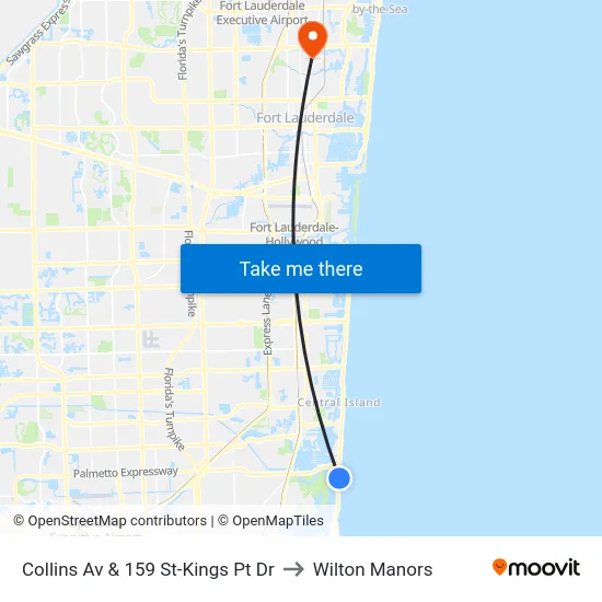 Collins Av & 159 St-Kings Pt Dr to Wilton Manors map