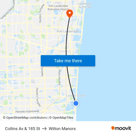Collins Av & 185 St to Wilton Manors map