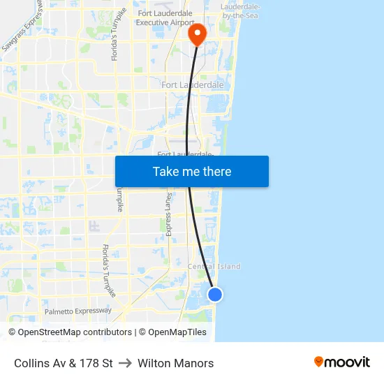 Collins Av & 178 St to Wilton Manors map