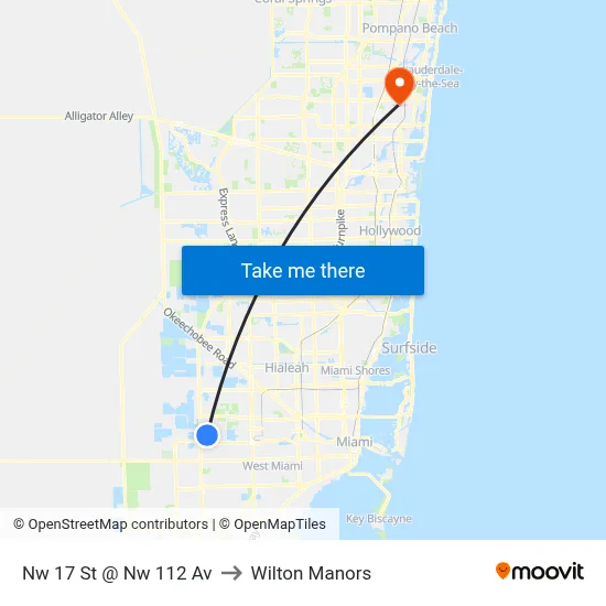 Nw 17 St @ Nw 112 Av to Wilton Manors map