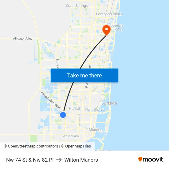 Nw 74 St & Nw 82 Pl to Wilton Manors map