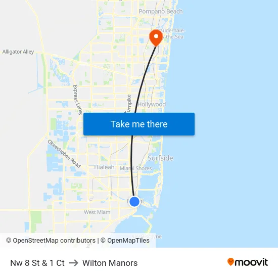 Nw 8 St & 1 Ct to Wilton Manors map