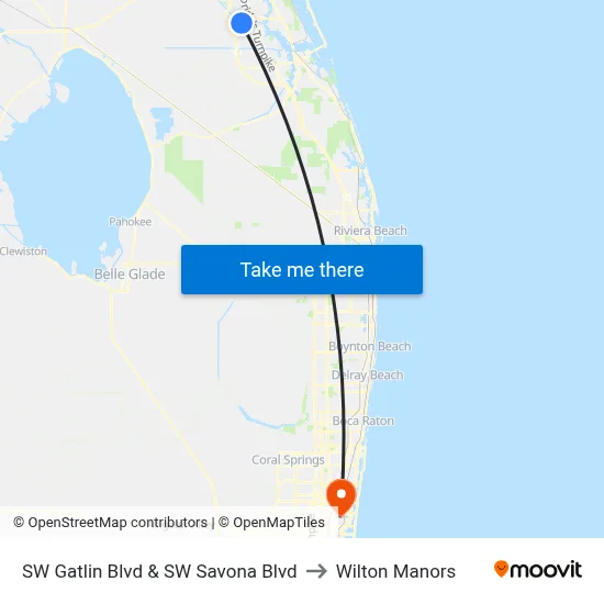 SW Gatlin Blvd & SW Savona Blvd to Wilton Manors map