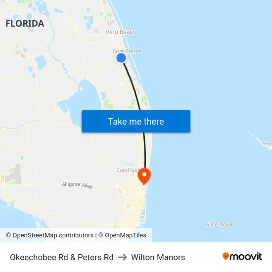 Okeechobee Rd & Peters Rd to Wilton Manors map