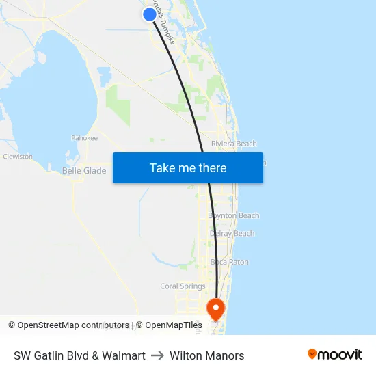 SW Gatlin Blvd & Walmart to Wilton Manors map