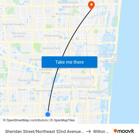Sheridan Street/Northeast 52nd Avenue - (Sheridan Technical) to Wilton Manors map