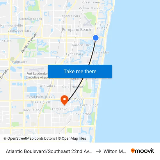 Atlantic Boulevard/Southeast 22nd Avenue - (US 1) to Wilton Manors map