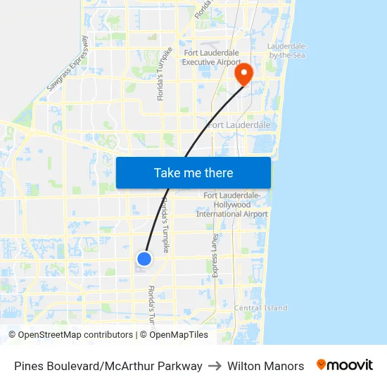 Pines Boulevard/McArthur Parkway to Wilton Manors map