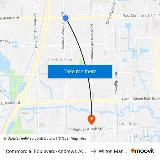 Commercial Boulevard/Andrews Avenue to Wilton Manors map