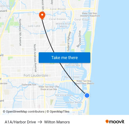 A1A/Harbor Drive to Wilton Manors map