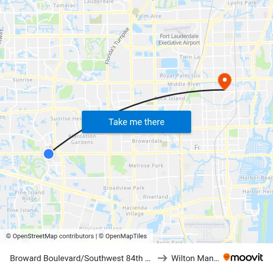 Broward Boulevard/Southwest 84th Avenue to Wilton Manors map