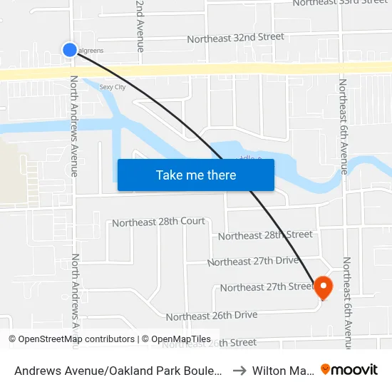 Andrews Avenue/Oakland Park Boulevard (North) to Wilton Manors map