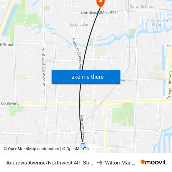 Andrews Avenue/Northwest 4th Street to Wilton Manors map